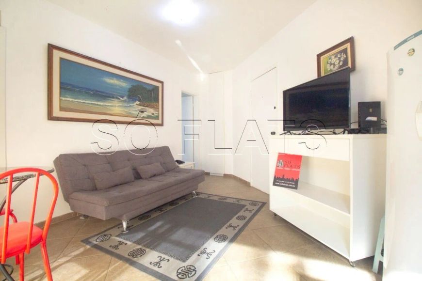 Flat disponível para locação no Paraíso próximo do Parque Ibirapuera com 1 dormitório e 1 vaga.
