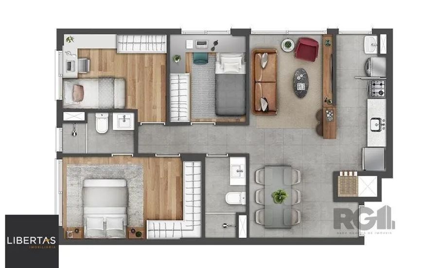 apartamento - 3 dormitórios. - 1 vaga - 70,05 m² - Jardim do Salso