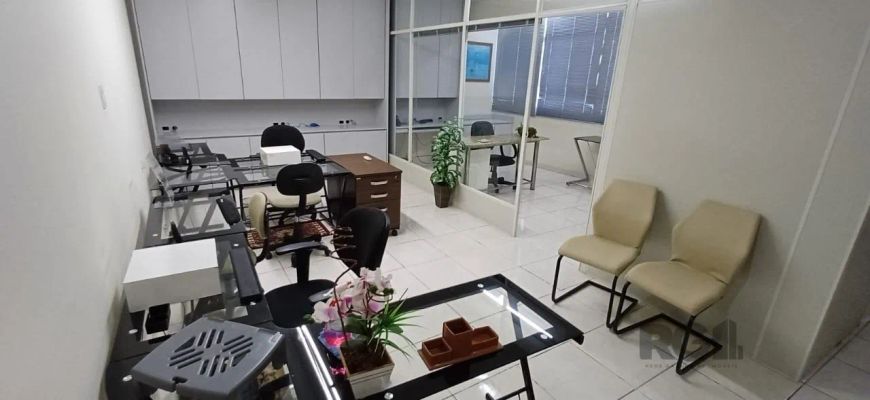Aluga excelente sala em andar alto com vista para o Guaíba na região central com divisórias, mobilia