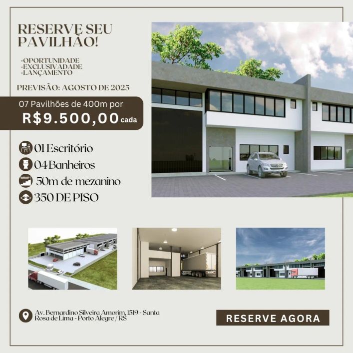 Pavilhão com 400m² na Bernardino Silveira Amorim