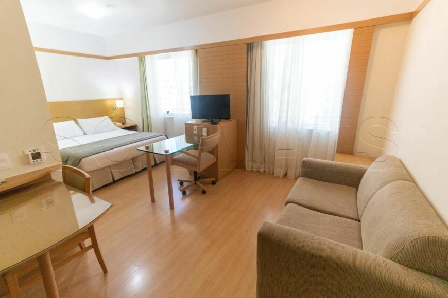 Flat Paulista Classic com 28m² contendo 1 dorm. e 1 vaga de garagem para locação