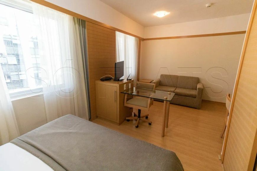 Flat Paulista Classic com 28m² contendo 1 dorm. e 1 vaga de garagem para locação