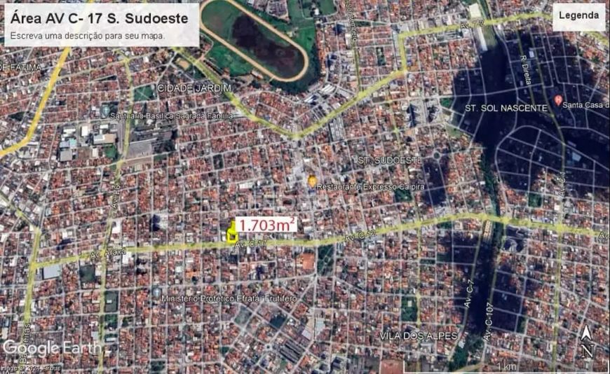 Área à venda, c/ 1.703 m2 na Av. C-17, esq Rua C-74 Setor Sudoeste, Goiânia, GO