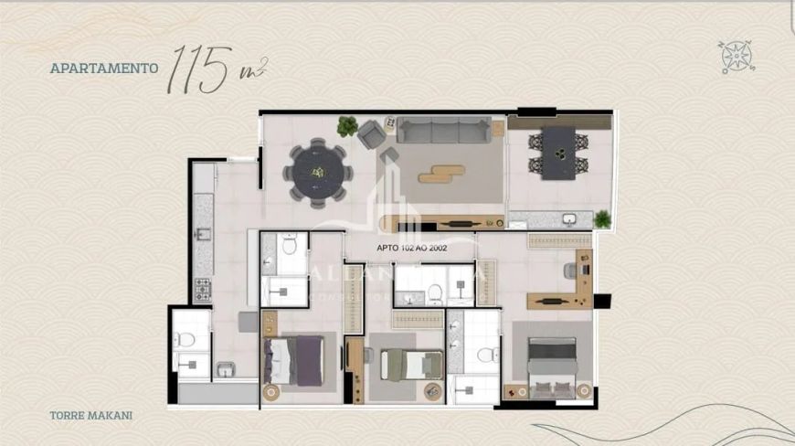 Unidade de repasse LANAI BEACH 150m2 Frente Mar