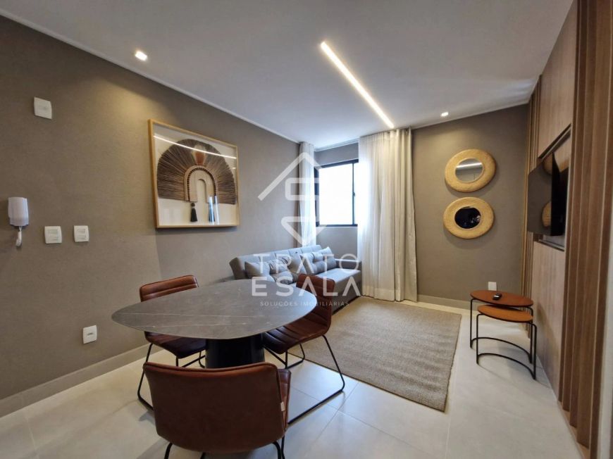 Quarto e sala decorado, vista para o mar, na Pajuçara