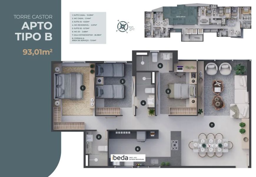 Apartamento com 3 quartos à venda em Natal