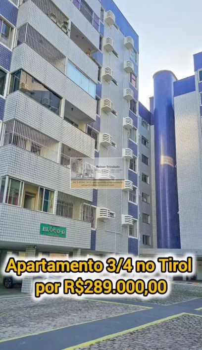 Apartamento para venda no Tirol, 3/4, 120m², 02 vagas por R$289.000,00
