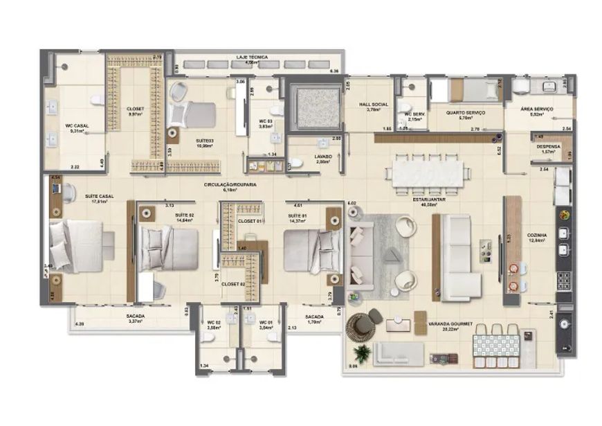 TA Apartamento do condomínio The Pallace de 225 metros