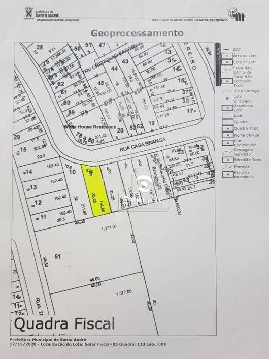 Terreno à venda, 194 m² por R$ 399.999,99 - Casa Branca - Santo André/SP