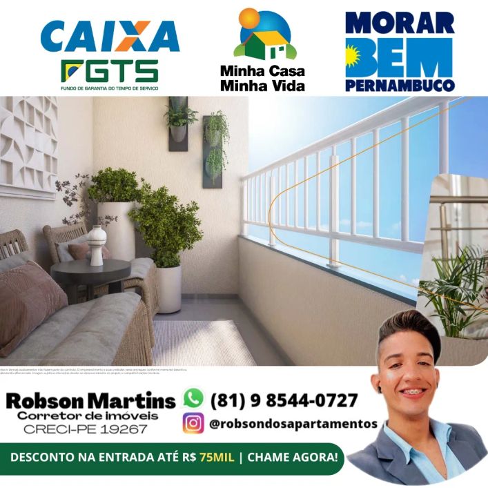 JABOATÃO | MINHA CASA, MINHA VIDA | 2 QUARTOS MENSAIS A PARTIR DE R$450