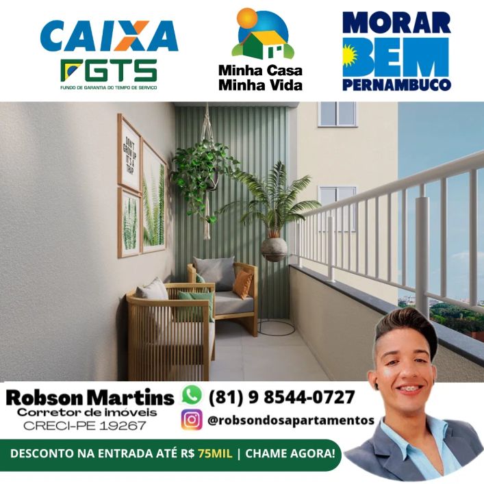 JABOATÃO | MINHA CASA, MINHA VIDA | 2 QUARTOS MENSAIS A PARTIR DE R$450