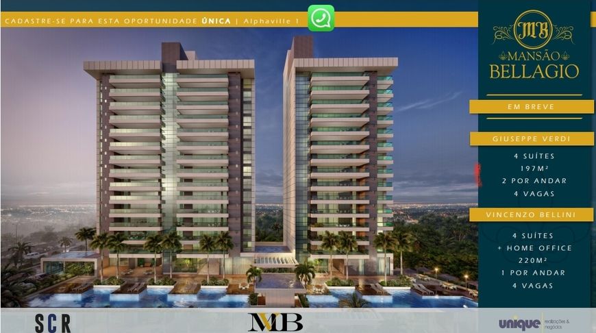 Oportunidade! !Repasse do lançamento mansão bellagio, único 4 su-ites em Alphaville 1