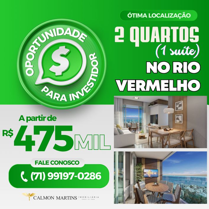 Apartamento para venda possui 57 metros quadrados com 2 quartos em Rio Vermelho - Salvador - BA