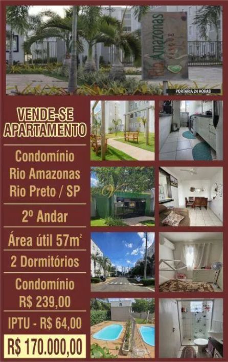 Apartamento com 2 dormitórios à venda, 57 m² por R$ 170.000,00 - Loteamento Clube V - São José do Ri