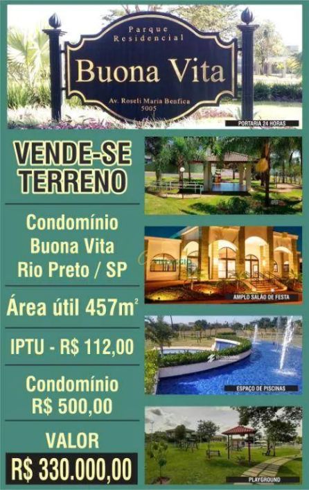 Terreno à venda, 457 m² por R$ 330.000 - Parque Residencial Buona Vita - São José do Rio Preto/SP