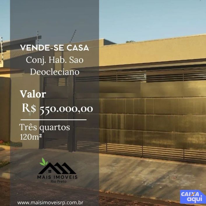 CASA RESIDENCIAL em SÃO JOSÉ DO RIO PRETO - SP, CONJUNTO HABITACIONAL SÃO DEOCLECIANO