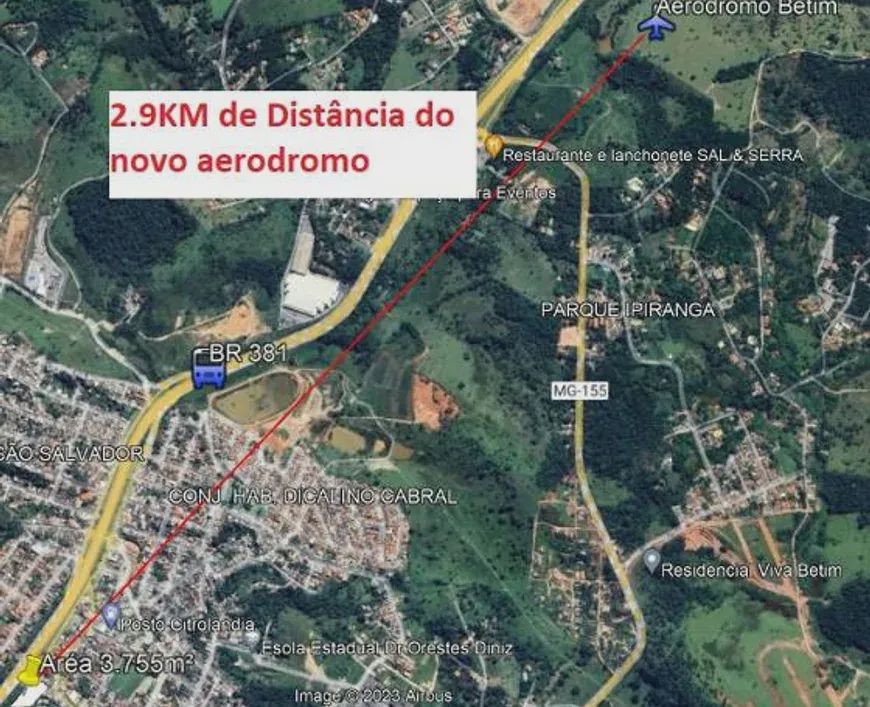Terreno para venda possui 3755 m² as margens da BR381 - Betim - MG