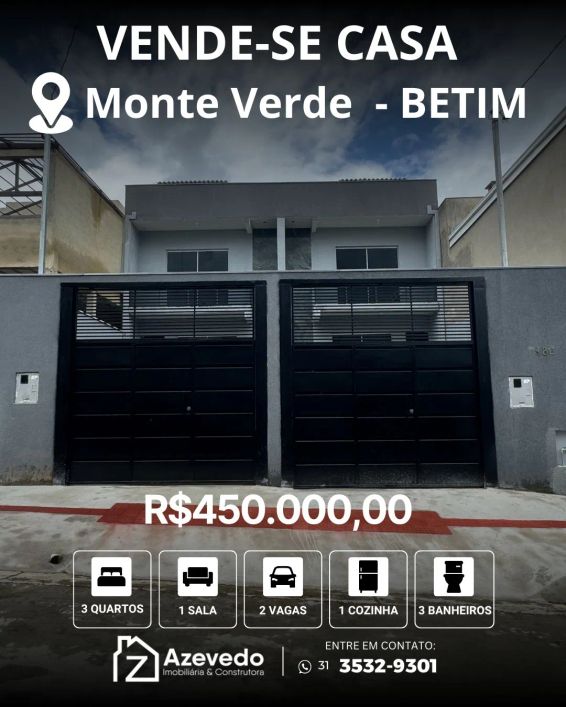Imóvel para venda tem 180 metros quadrados com 3 quartos em Monte Verde - Betim - MG