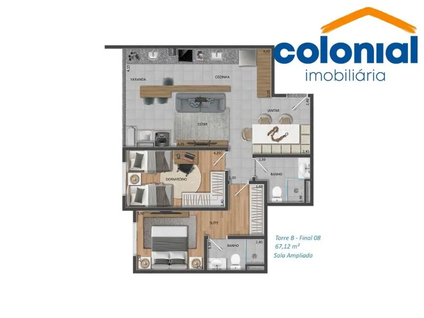 APARTAMENTO DE 02 QUARTOS/01 SUÍTE NO MAITÁ, VILA MARLENE.