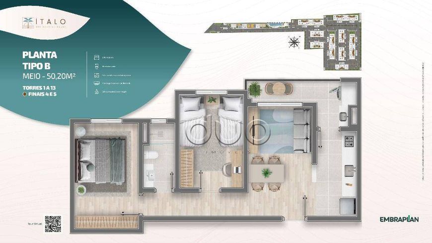 Apartamento com 2 dormitórios à venda, 50 m² por R$ 220.000,00 - Potiguar - Piracicaba/SP
