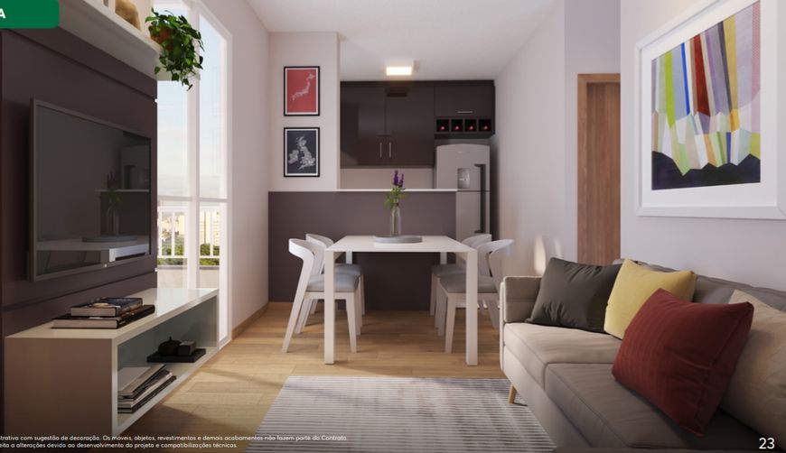 Apartamento para venda possui 42 m, quadrados com 2 quartos, varanda, financiado pelo programa MCMV