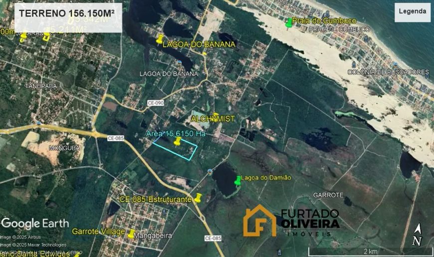 TERRENO 15.6150ha - A VENDA -R$2.654.000,00- CE 085 EST. LAGOA DO BANANA-CAUCAIA-CE