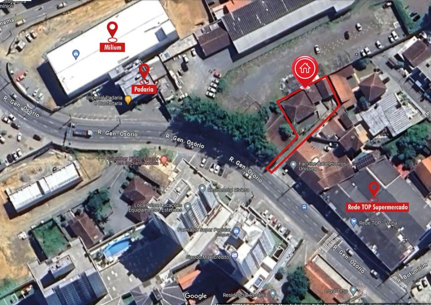 Terreno Comercial com duas Casas | Rua General Osório | Próximo ao Rede Top Supermercado