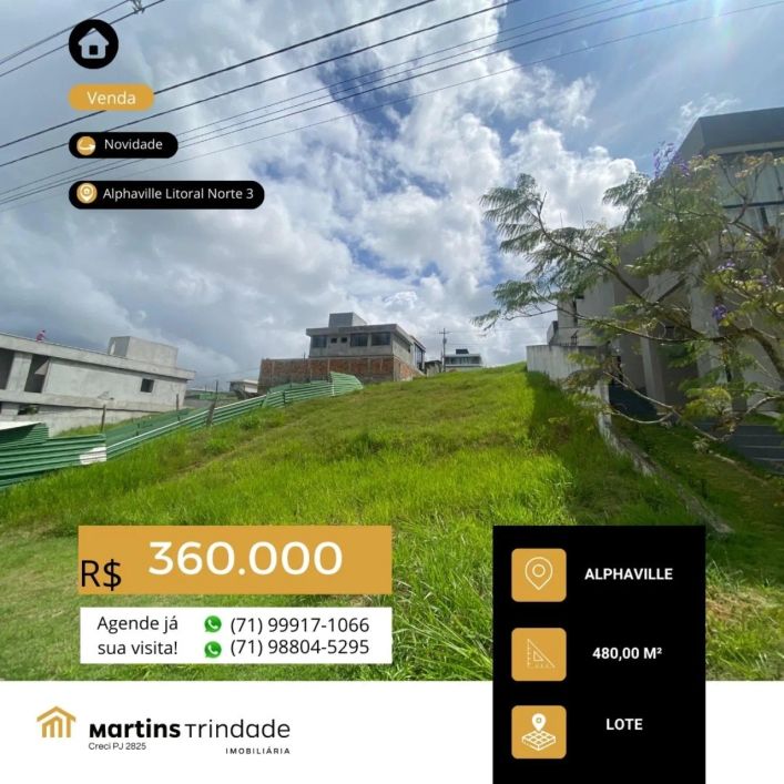TERRENO RESIDENCIAL em CAMAÇARI - BA, ALPHAVILLE (ABRANTES)