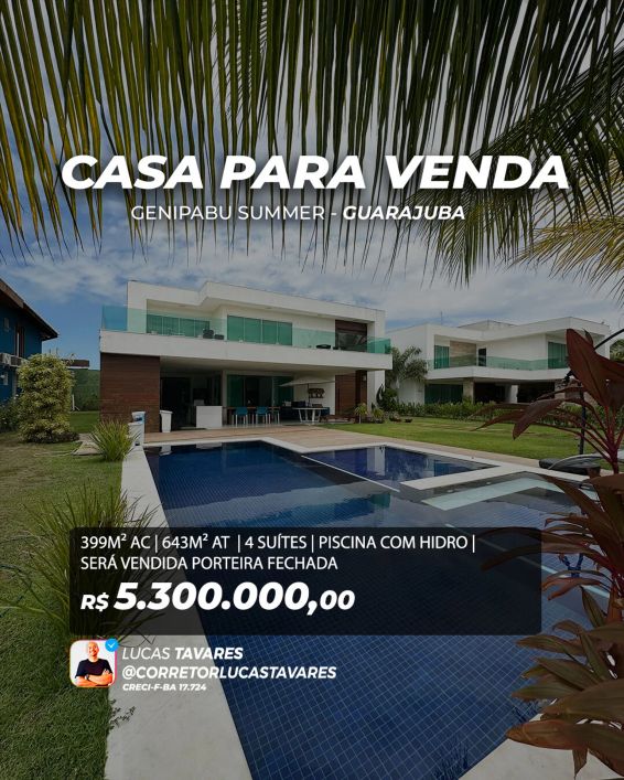GENIPABU SUMMER HOUSE - GUARAJUBA - Casa Alto Padrão NO COND. GENIPABU SUMMER SQUARE - GUARAJUBA. 4