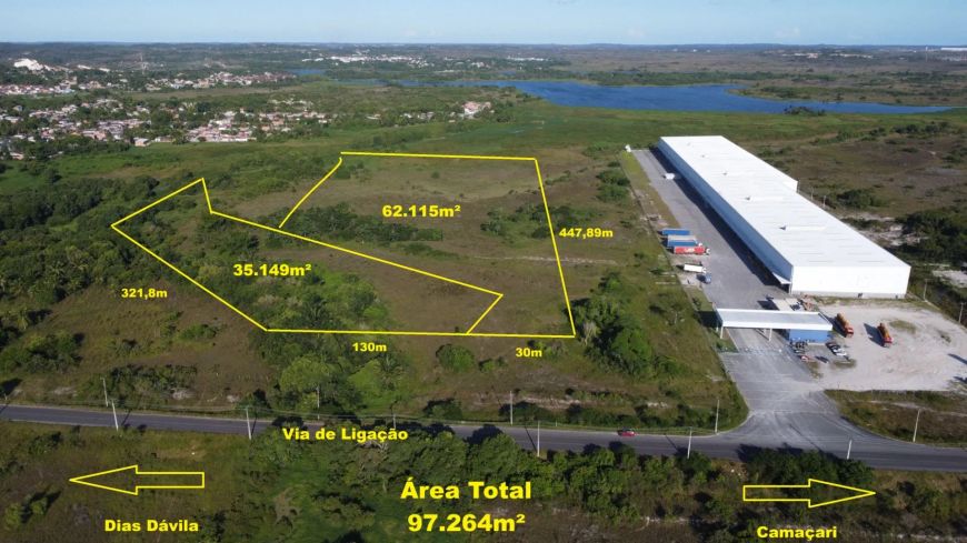 TERRENO A VENDA POLO INDUSTRIAL CAMAÇARI BAHIA - 97.264². Excelente localização em frente ao CD do G