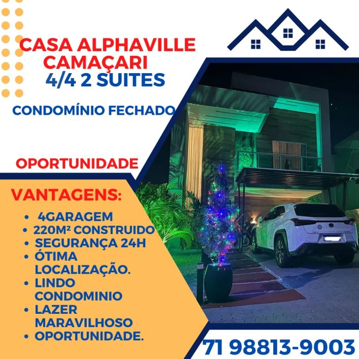 Alphaville Camaçari 4/4 2 suítes, garagens um dos melhores condomínios de Camaçari.