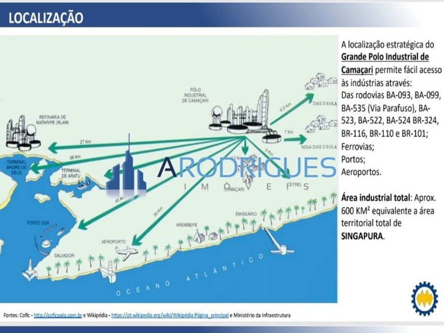Terreno Comercial de 140.000m² à venda em Camaçari-BA, localizado no bairro Camaçari. Confira!
