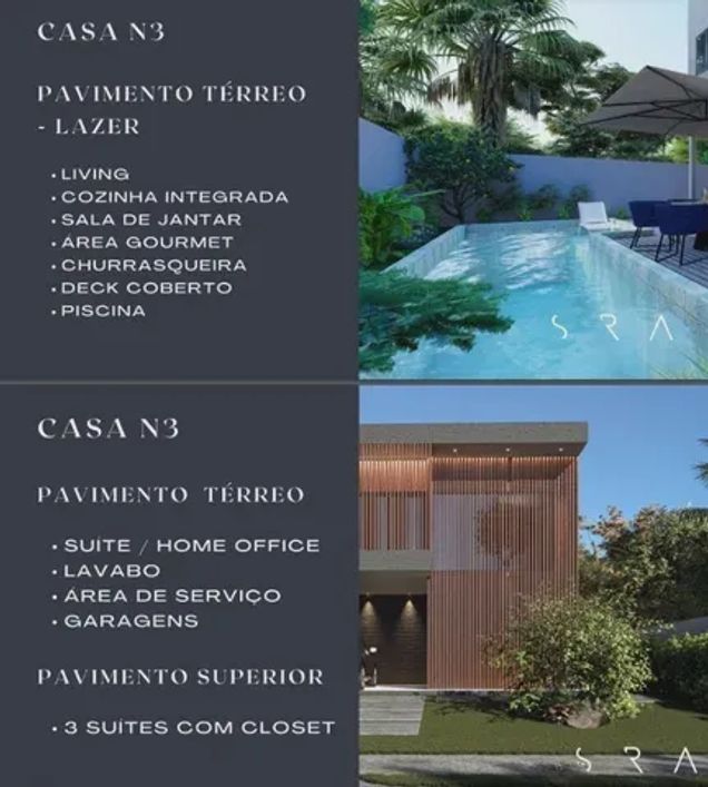 ALPHAVILE LITORAL NORTE2 - CASA 4 SUITES, 294m² , 4 garagens cobertas