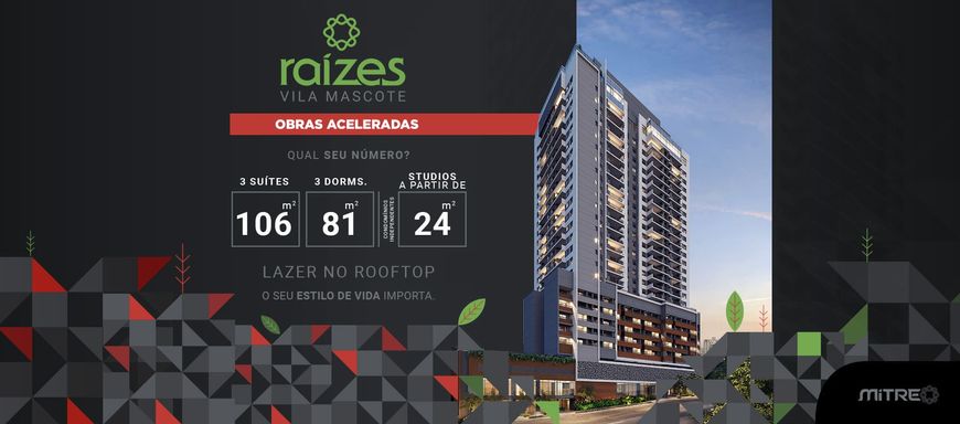 Apartamento para venda 106 metros de 3 suítes, 2 Vaga + Lavabo na Vila Mascote - São Paulo - SP
