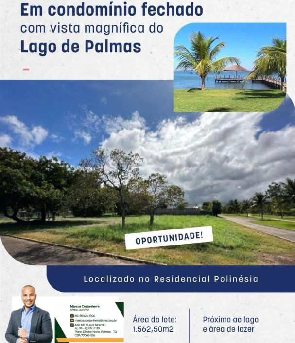 Lote Residencial de esquina com 1.562,50m² - condomínio Polinésia