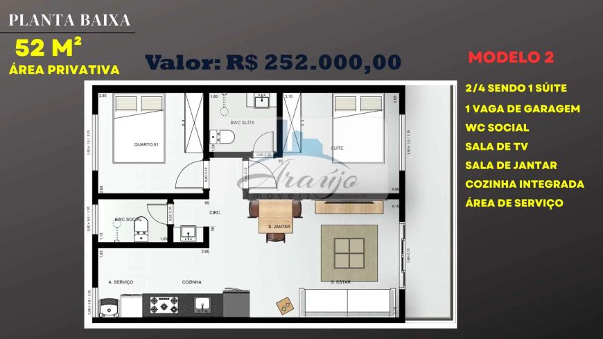 Apartamento com 3 dorms, Plano Diretor Sul, Palmas - R$ 345 mil, Cod: 2307