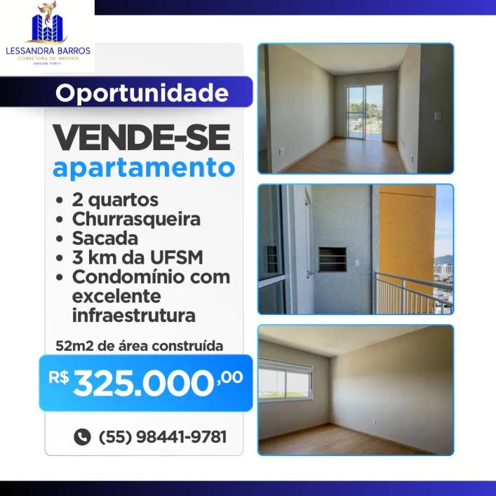 Imóvel para venda possui 52 metros quadrados com 2 quartos em Camobi - Santa Maria - RS