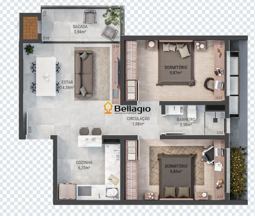 Apartamento 2 dormitórios à venda Camobi Santa Maria/RS
