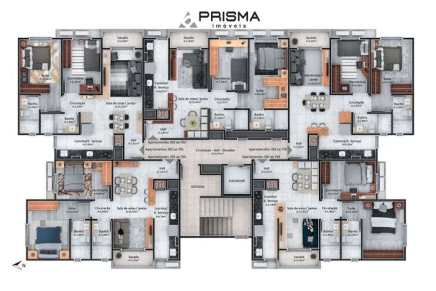 Apartamento de 2 dormitórios sendo 1 Suíte no bairro São José em Santa Maria