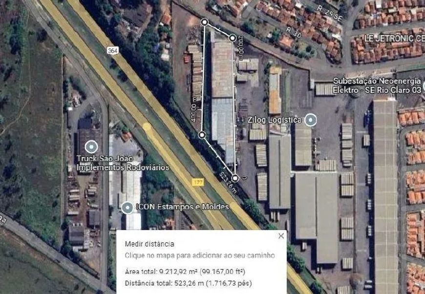 Imóvel Industrial, A.T.: +- 9.196m², A.C.: +- 6.000m², margens Rod. Washington Luis, Rio Claro/SP