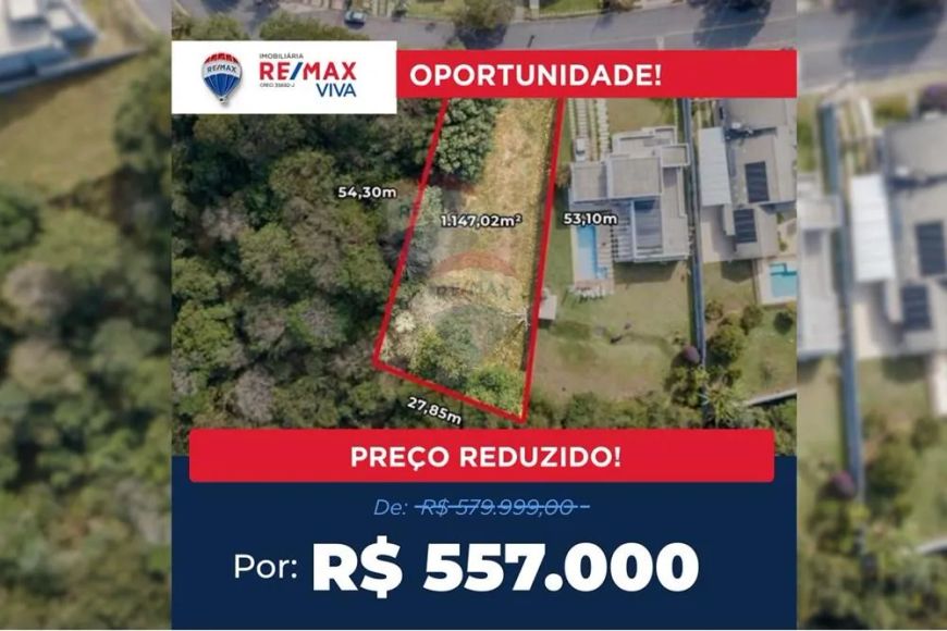 Terreno à venda, 1.147,02m² por R$557.000,00 - Cond. Serra da Estrela - Atibaia /SP
