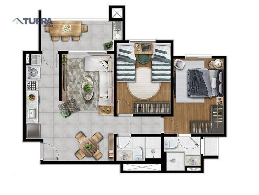 Apartamento com 2 dormitórios à venda de 68 m² no Estancia Lynce em Atibaia/SP - AP1004