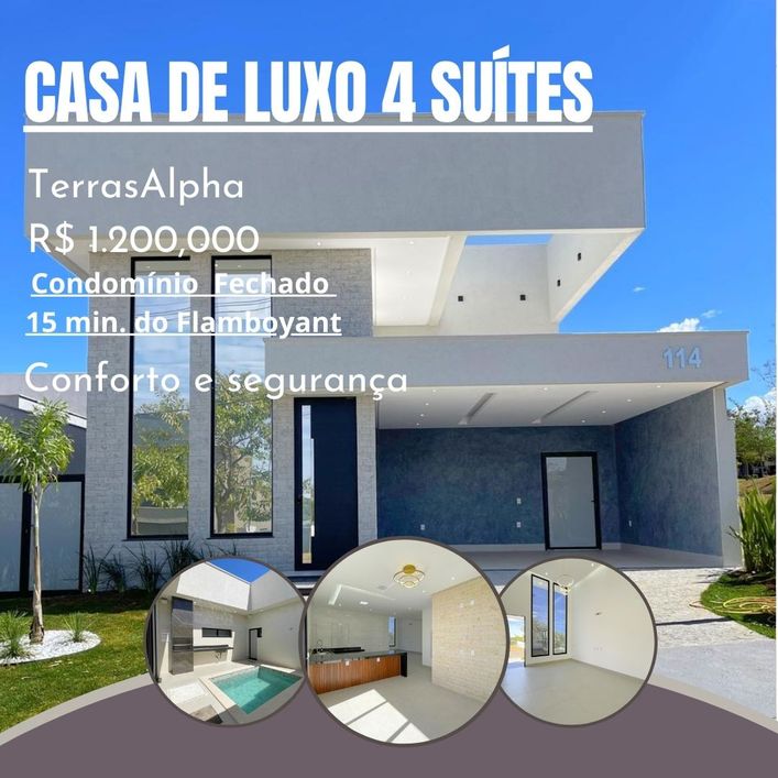 CASA DE LUXO 4 SUÍTES EM CONDOMÍNIO – 15 MIN. DO FLAMBOYANT