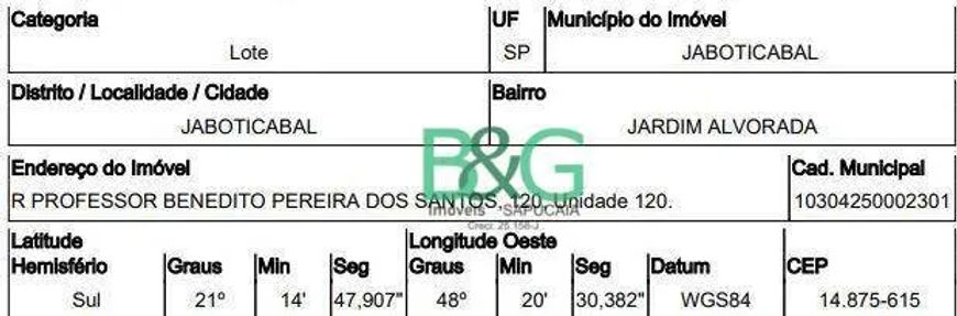 Terreno à venda, 2 m² por R$ 385.751,84 - Jardim Alvorada - Jaboticabal/SP