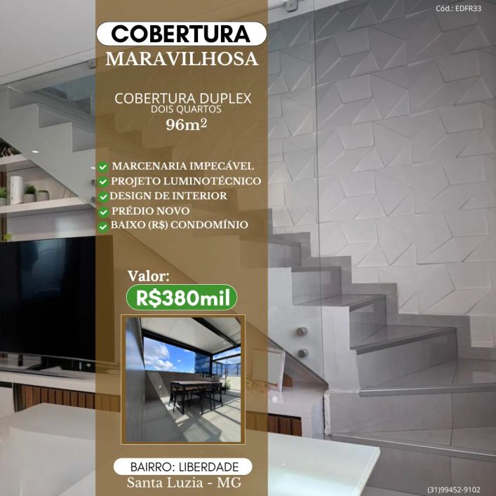 Cobertura maravilhorsa 96m2, prontinha e com excelente interior.