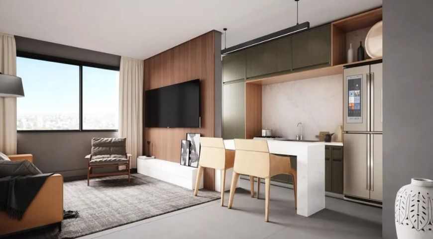 Empreendimento composto por 2 torres residenciais e um mini mall na entrada. 156 apartamentos no tot