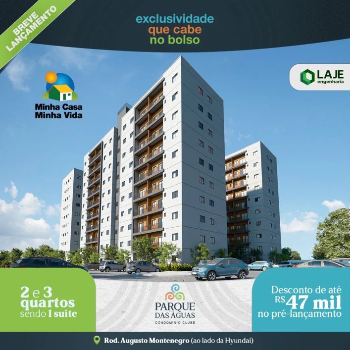Vende apartamento no Parque das Águas a partir de R$ 319.000,00