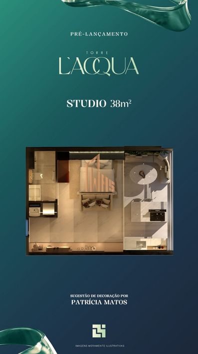 Torre L'acqua studio 38m² - excelente para investimento e moradia! Umarizal.
