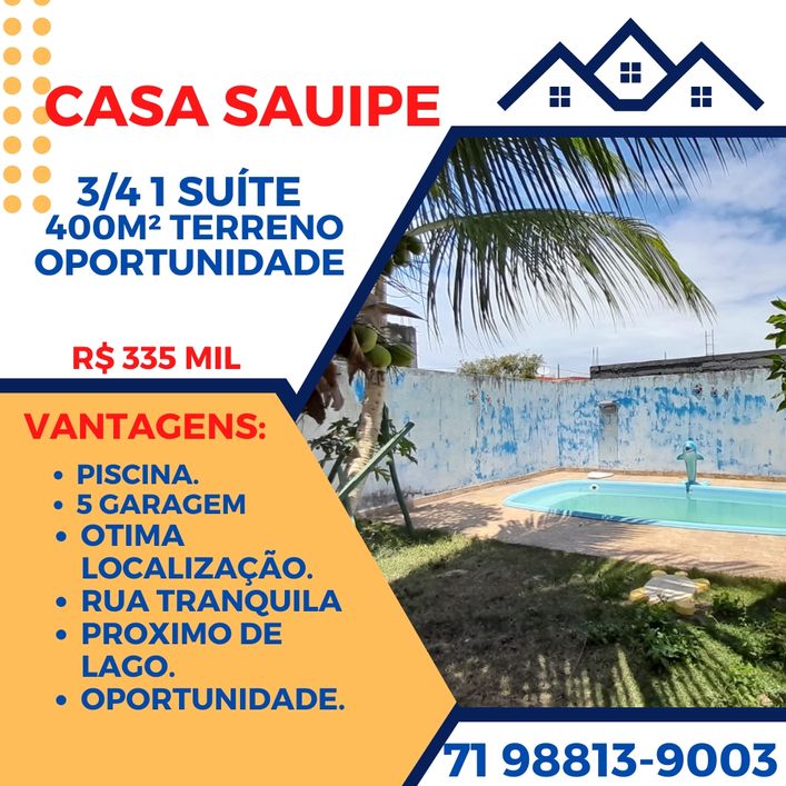 Casa 3/4 suite, piscina ótima localização, Sauipe, Monte Gordo, Guarajuba, Praia do Forte