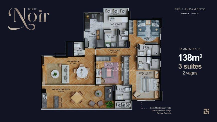 Torre Noir - Batista Campos - Venda - Apartamento com 3 suítes, 138 m² por R$ 1.656.000 - Batista Ca